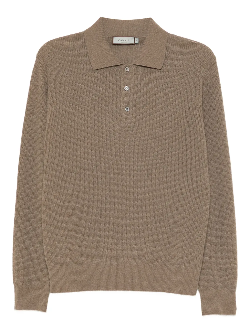 Canali Gebreid poloshirt Bruin