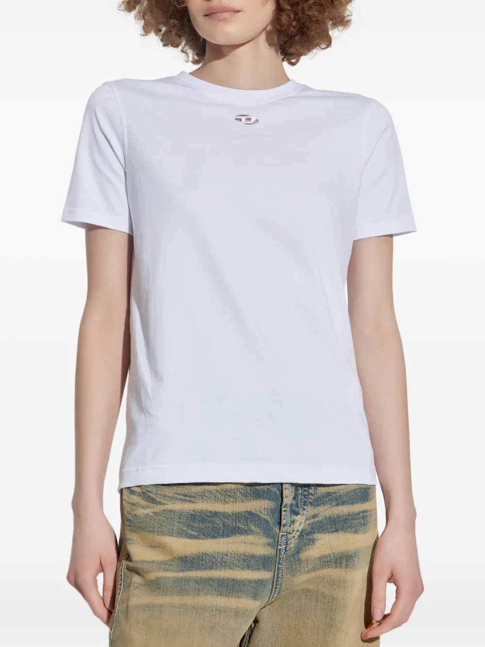 Diesel oval-embellished T-shirt Wit