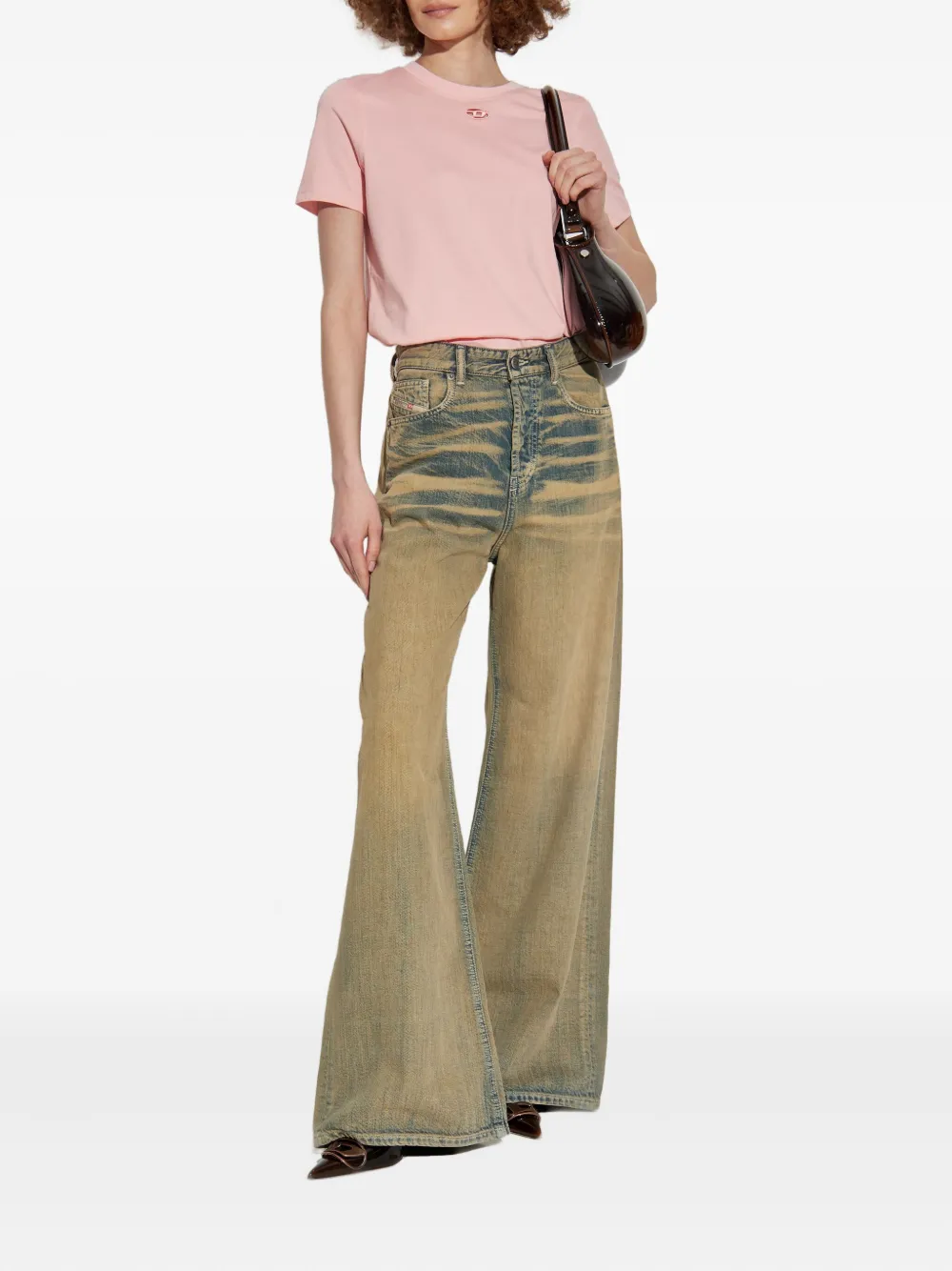 Diesel oval-logo cotton t-shirt Roze