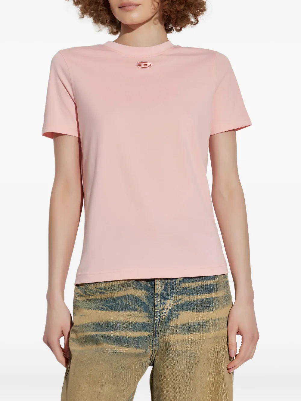 Diesel oval-logo cotton t-shirt Roze