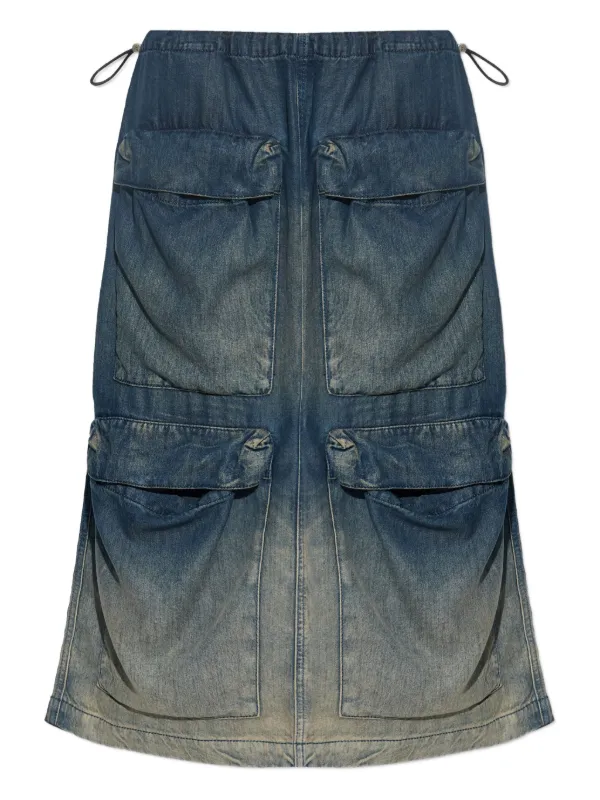 DIESEL ロゴスカート デニムスカート Dロゴ DIESEL ロゴ デニム スカート マキシ ロング