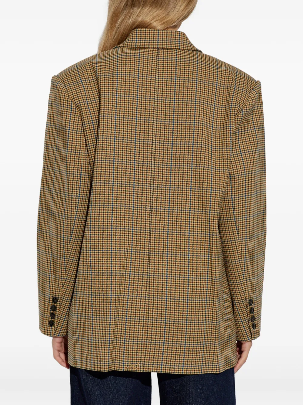 Gestuz Geruite blazer met enkele knoop Beige