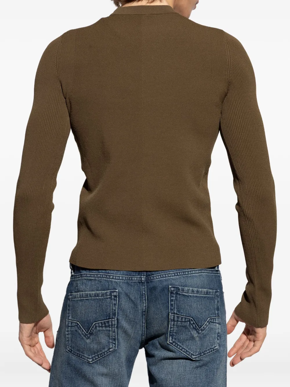 Diesel ribbed logo-detail long-sleeve T-shirt Groen