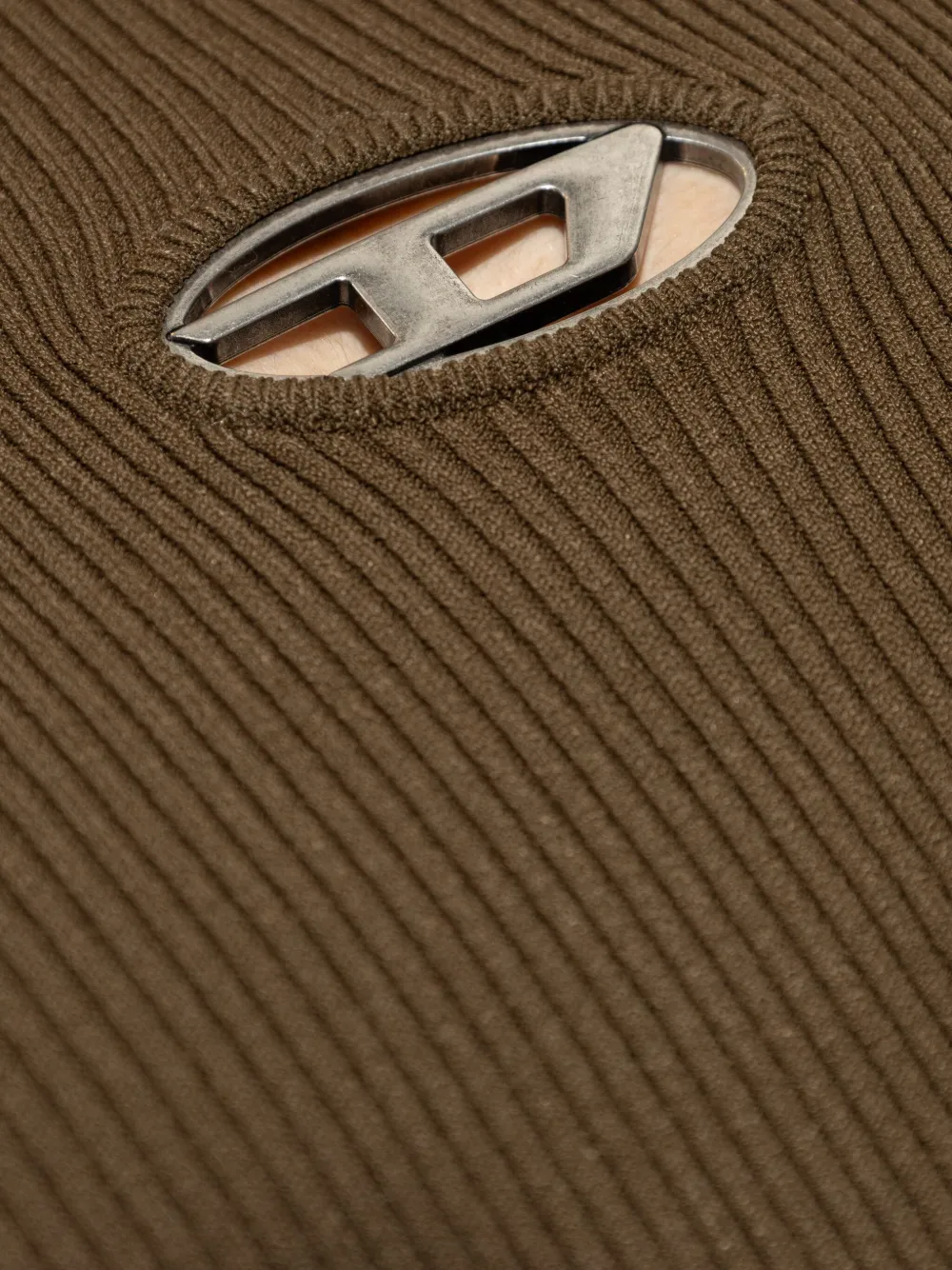 Diesel ribbed logo-detail long-sleeve T-shirt Groen