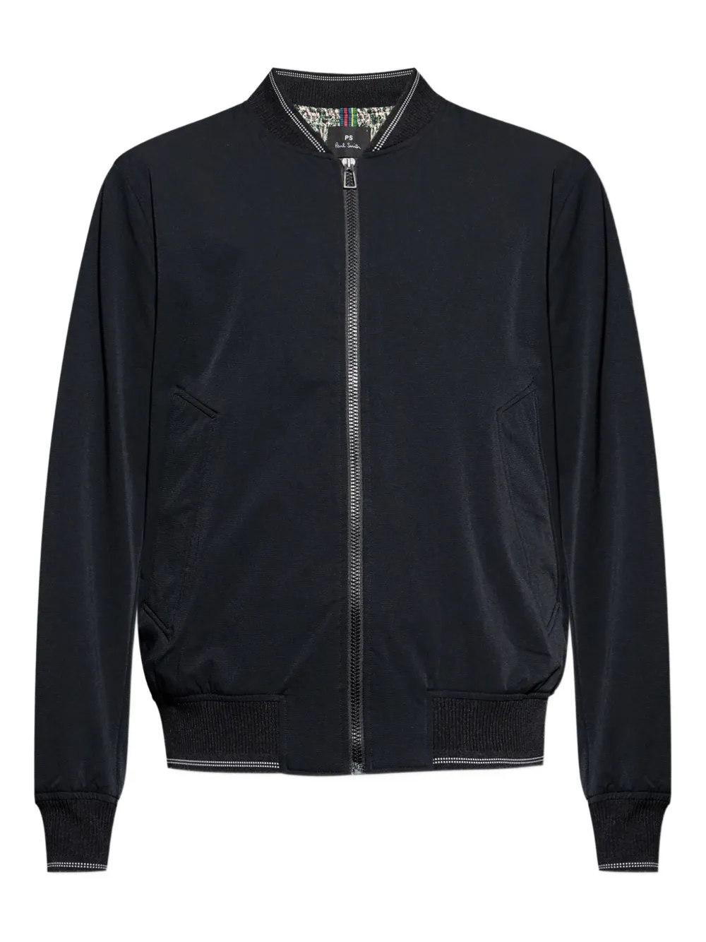 PS Paul Smith zip-fastening logo-plaque bomber jacket Zwart