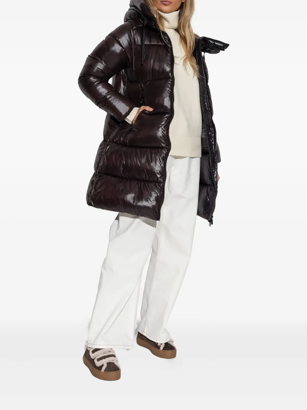 Inuikii shearling-trimmed suede sneakers Brown