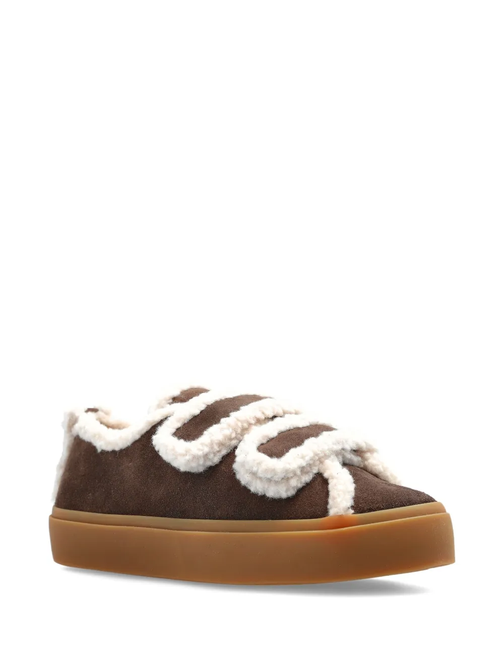 Inuikii shearling-trimmed suede sneakers Brown