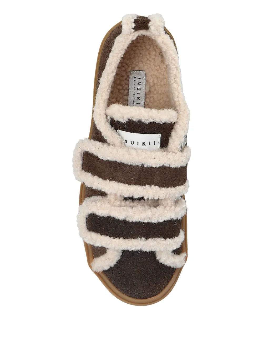 Inuikii shearling-trimmed suede sneakers Brown