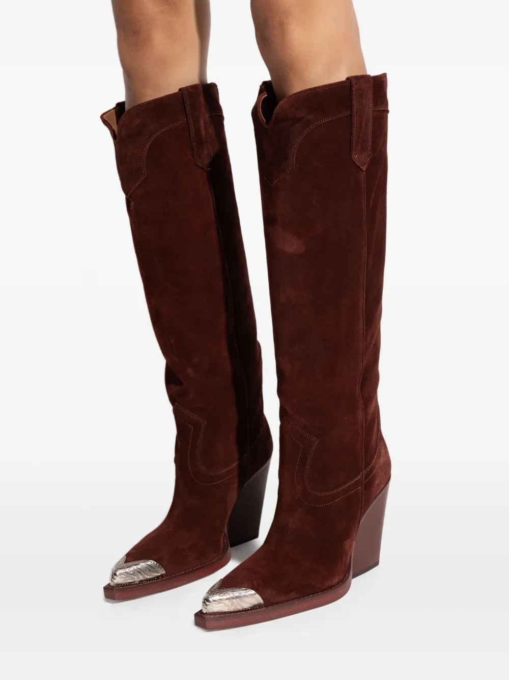 Paris Texas 10mm El Dorado metallic-toe suede boots Brown