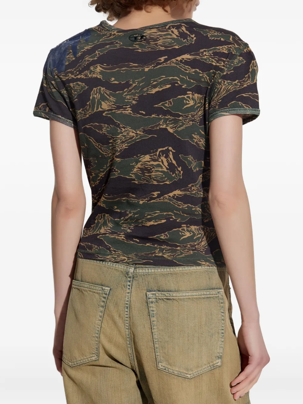 Diesel eagle-print camouflage T-shirt Blauw