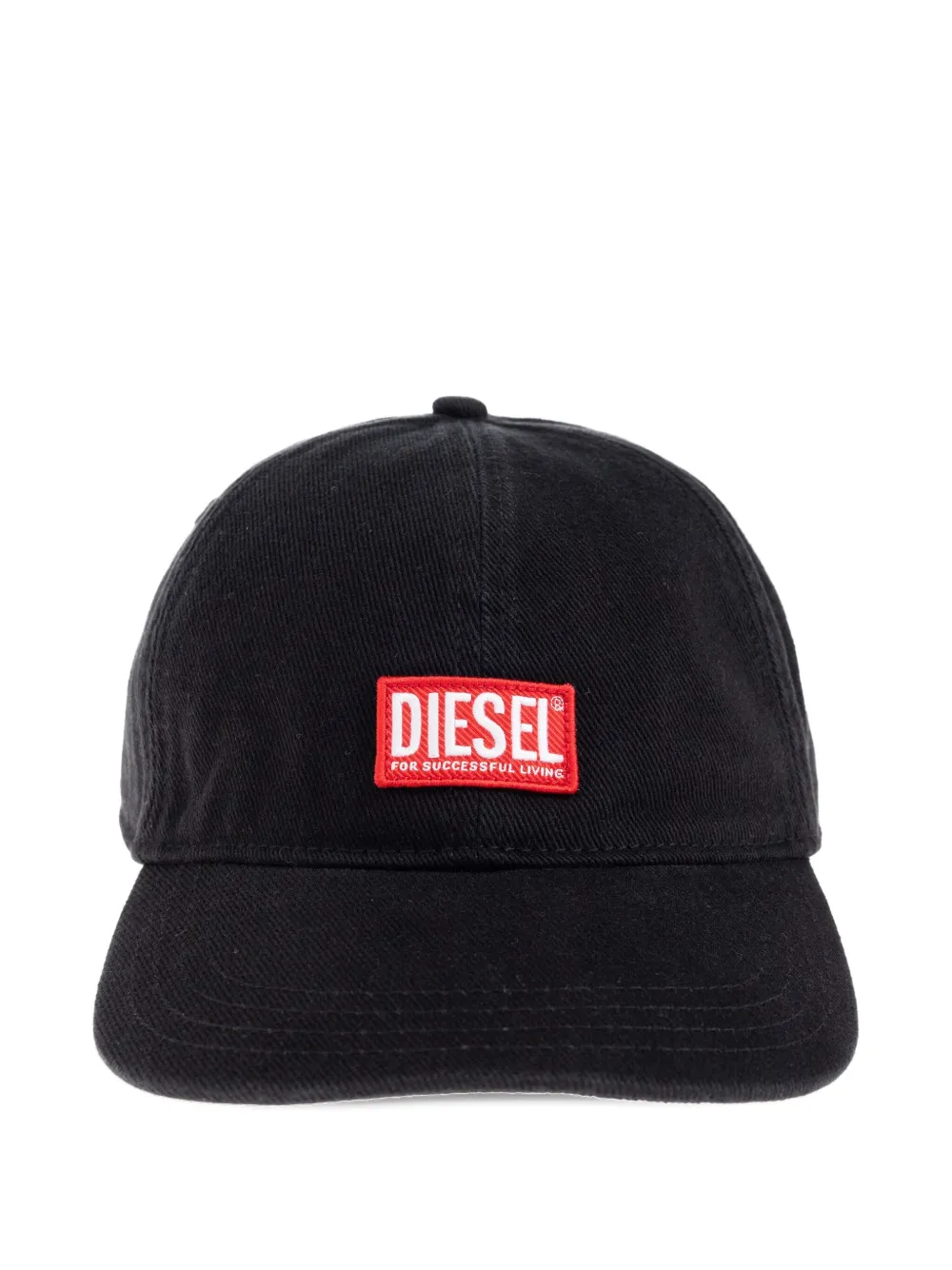 Diesel logo-patch baseball cap Zwart