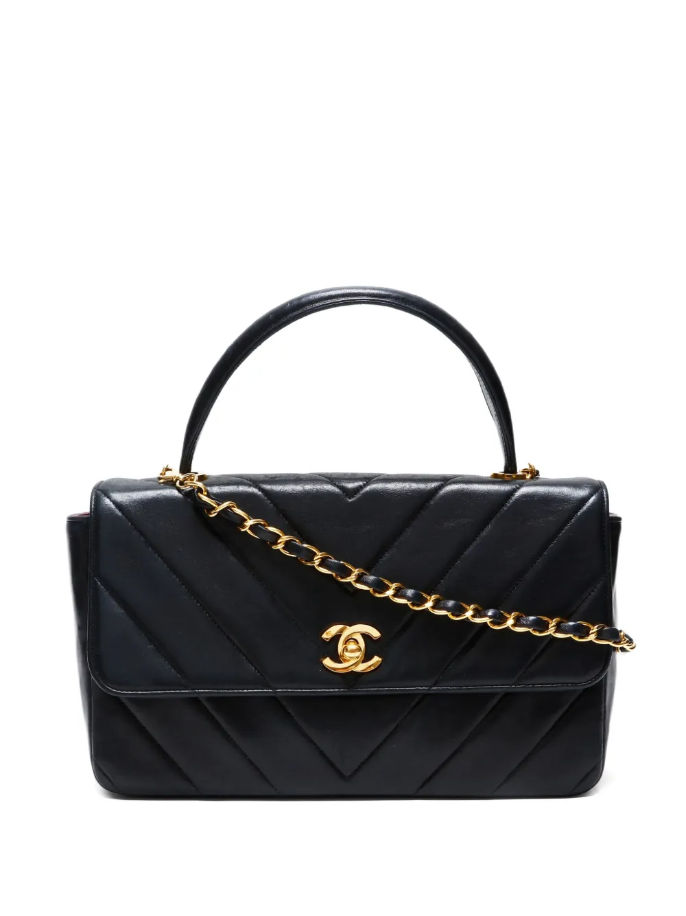 CHANEL Pre-Owned 1989 シェブロン ショルダーバッグ - ブラック CHANEL Pre-Owned 1989 シェブロン ショルダーバッグ - ブラック