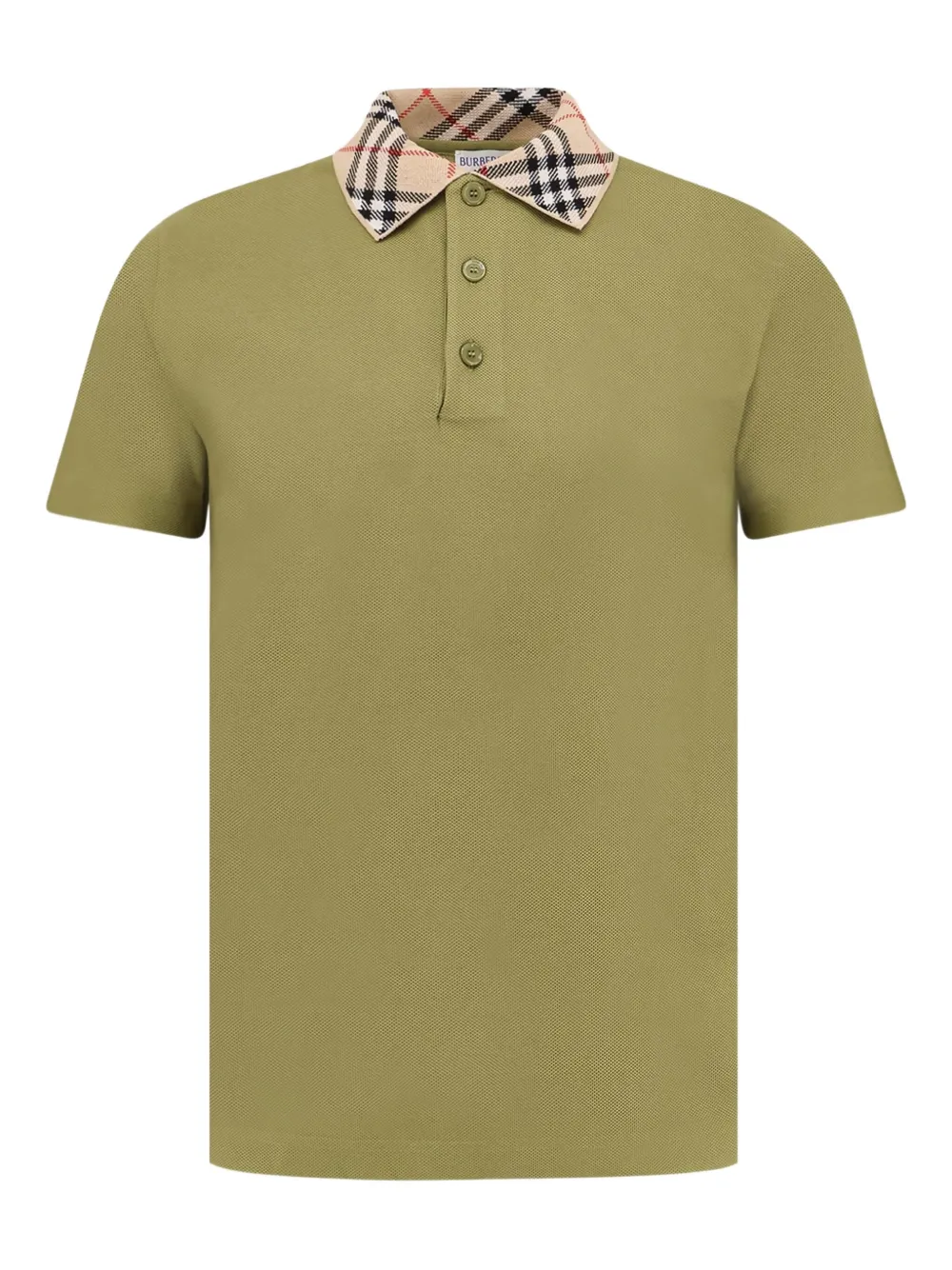 Burberry check-collar polo shirt Groen