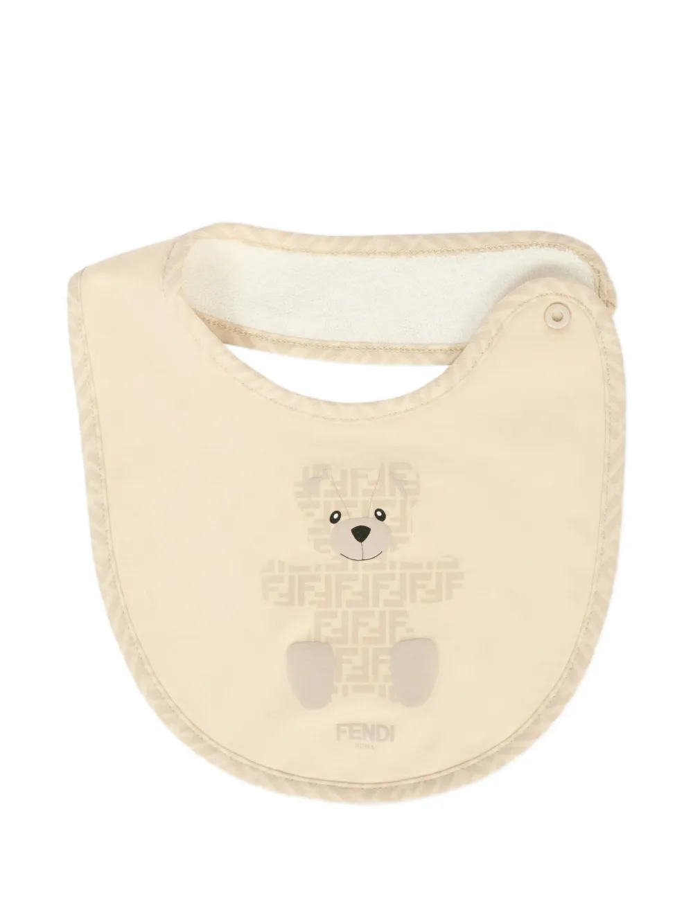 Fendi Kids Slabbetjes met teddybeerprint en FF-logo Beige