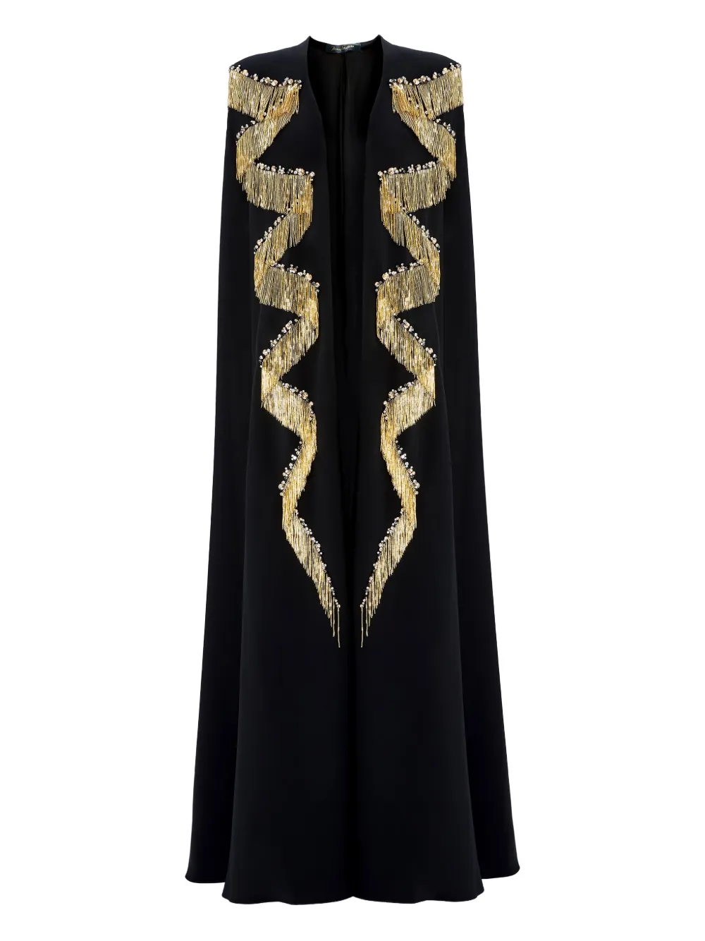 Jenny Packham Fringe-embellished Cape Top In Black
