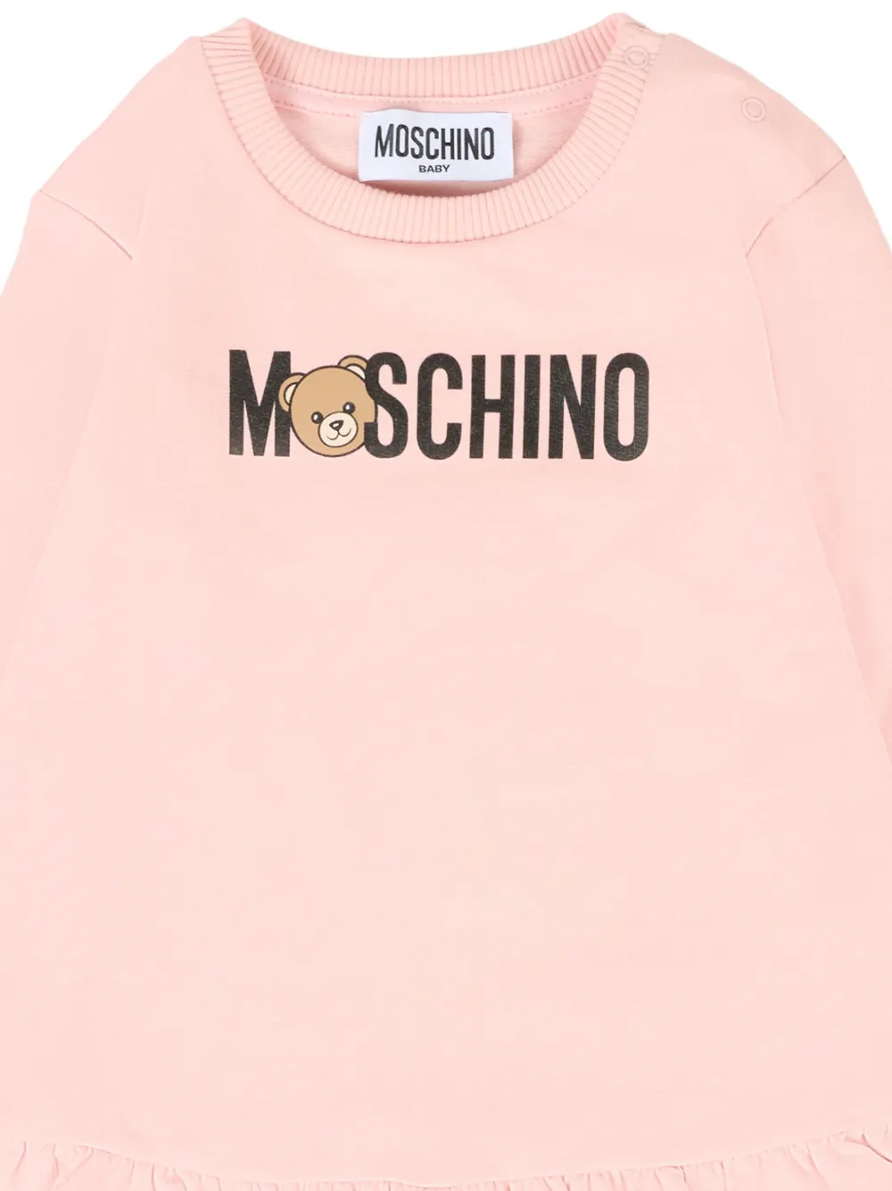 Moschino Kids Jurk met logoprint en ruches Roze
