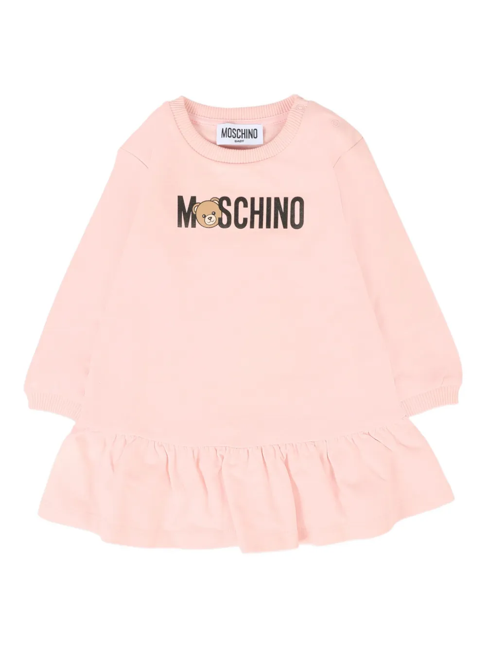 Moschino Kids Jurk met logoprint en ruches Roze