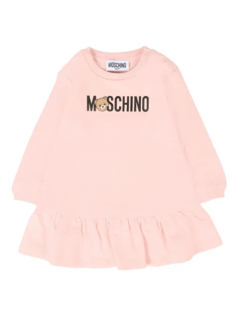 Moschino Kids logo-print ruffled dress