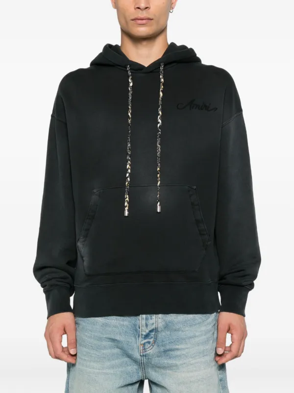 AMIRI Embroidered Drawstring Hoodie | Black | FARFETCH