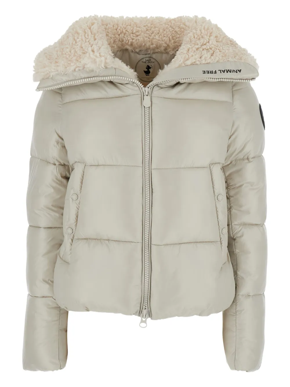 Save The Duck Quilted Borg-collar Jacket In Neutral