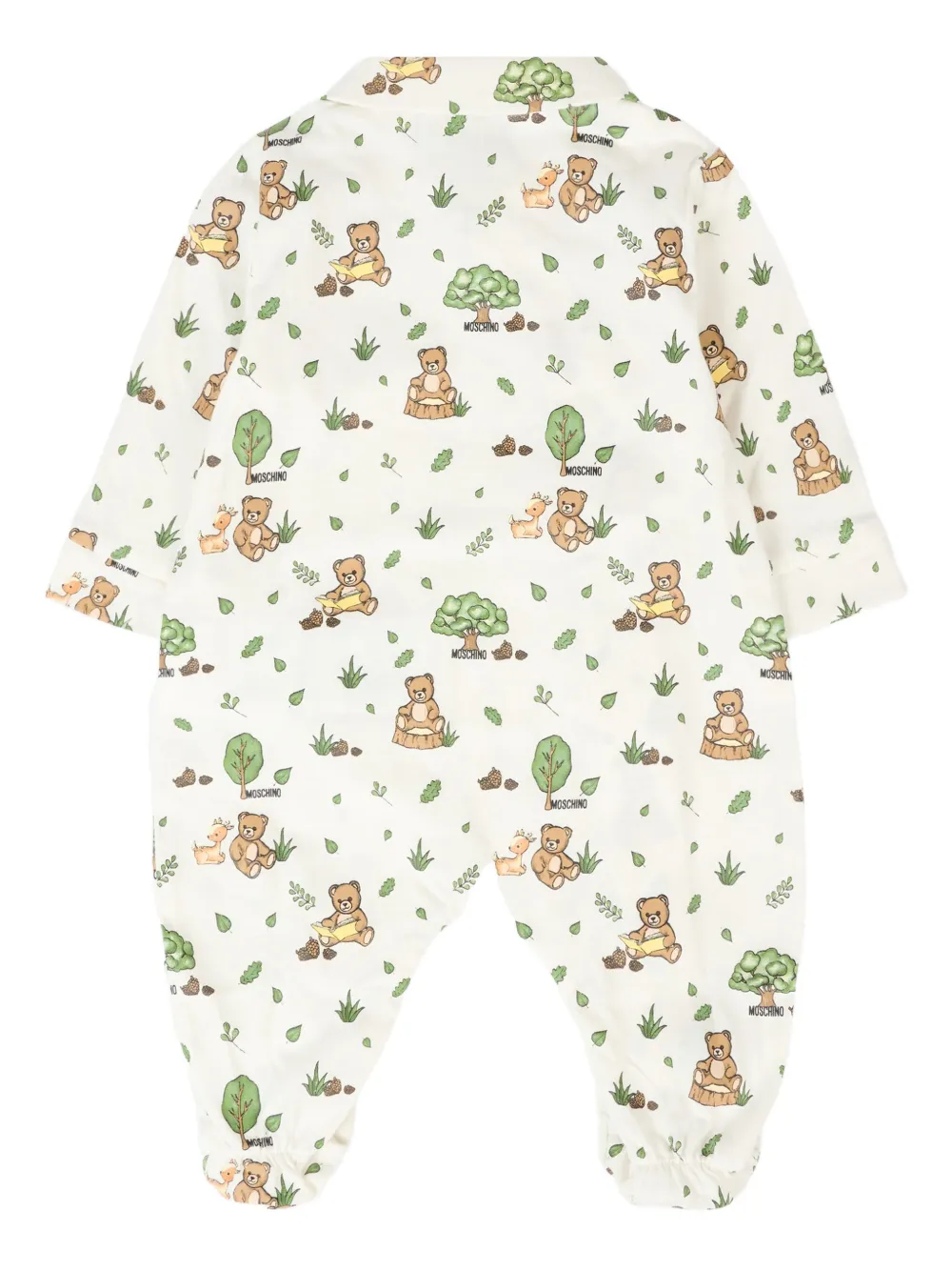 Moschino Kids Katoenen romperset met teddybeerprint Wit