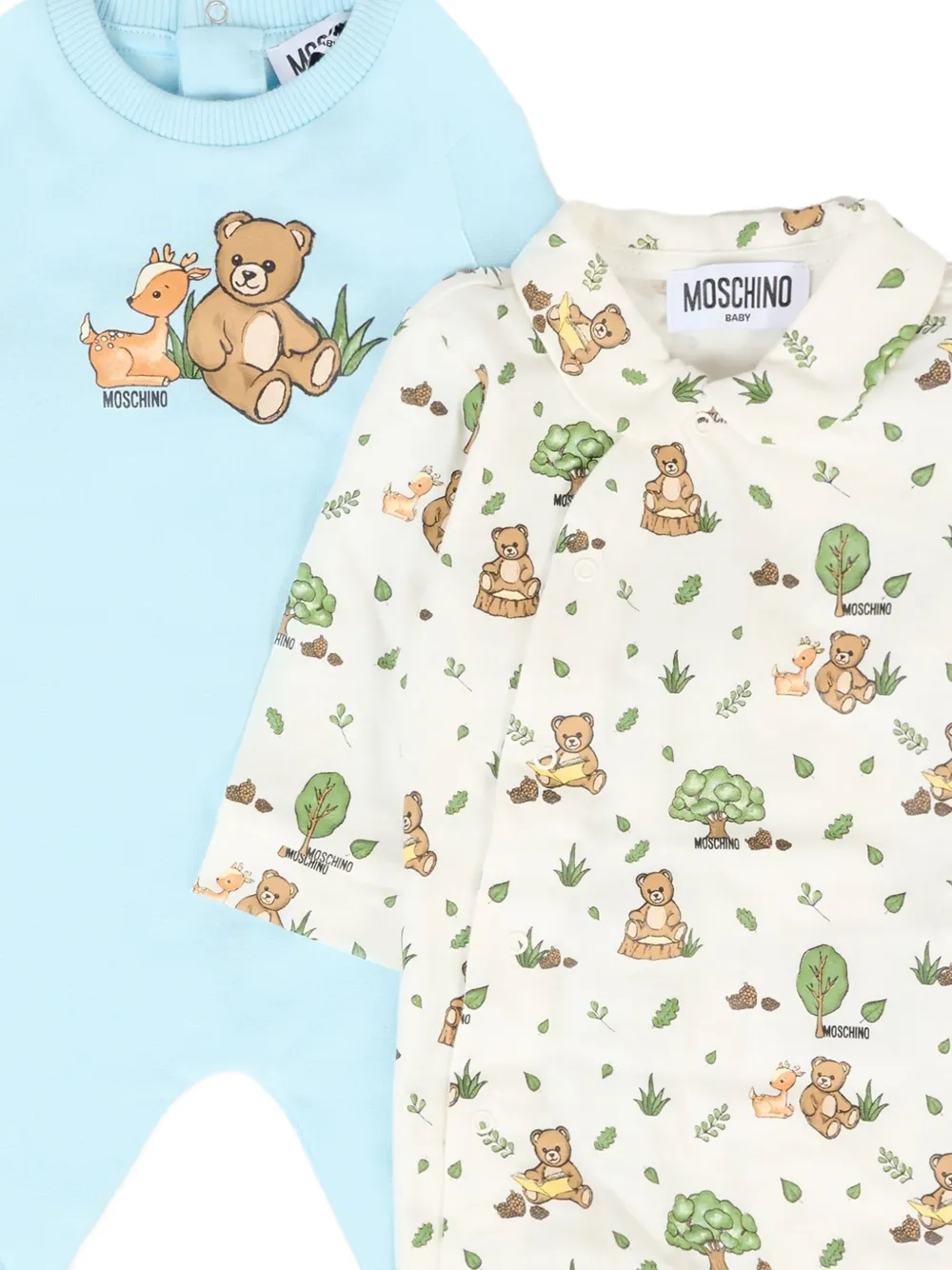 Moschino Kids Katoenen romperset met teddybeerprint Wit
