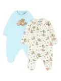 Moschino Kids teddy bear-print cotton romper set - White