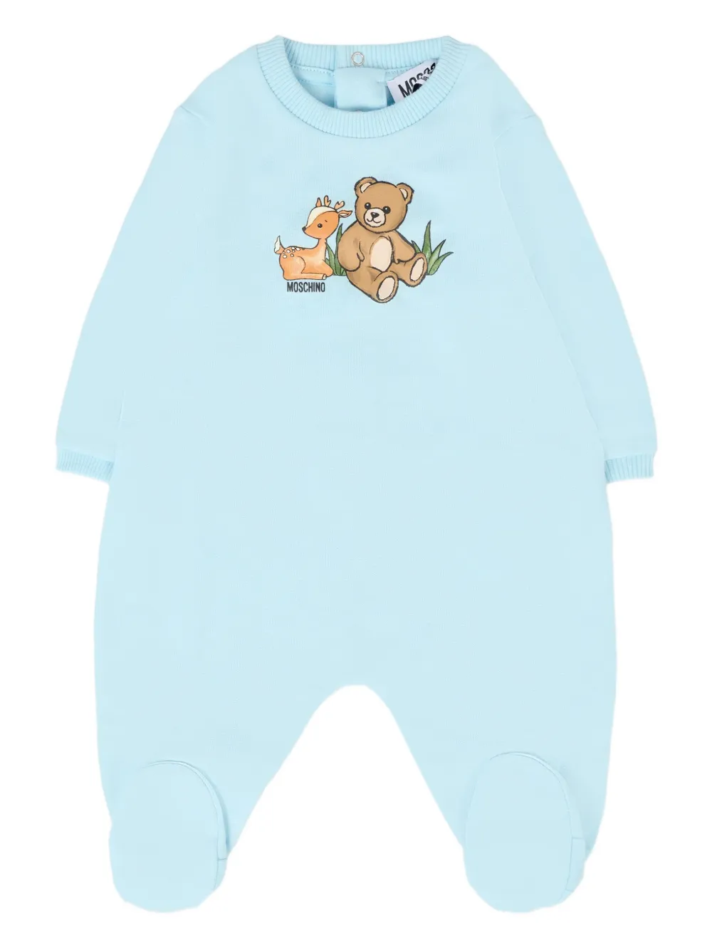 Moschino Kids Katoenen romperset met teddybeerprint Wit