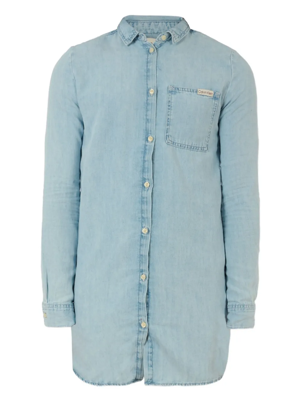 Calvin Klein Kids Shirt met borstzak en lange mouwen Blauw