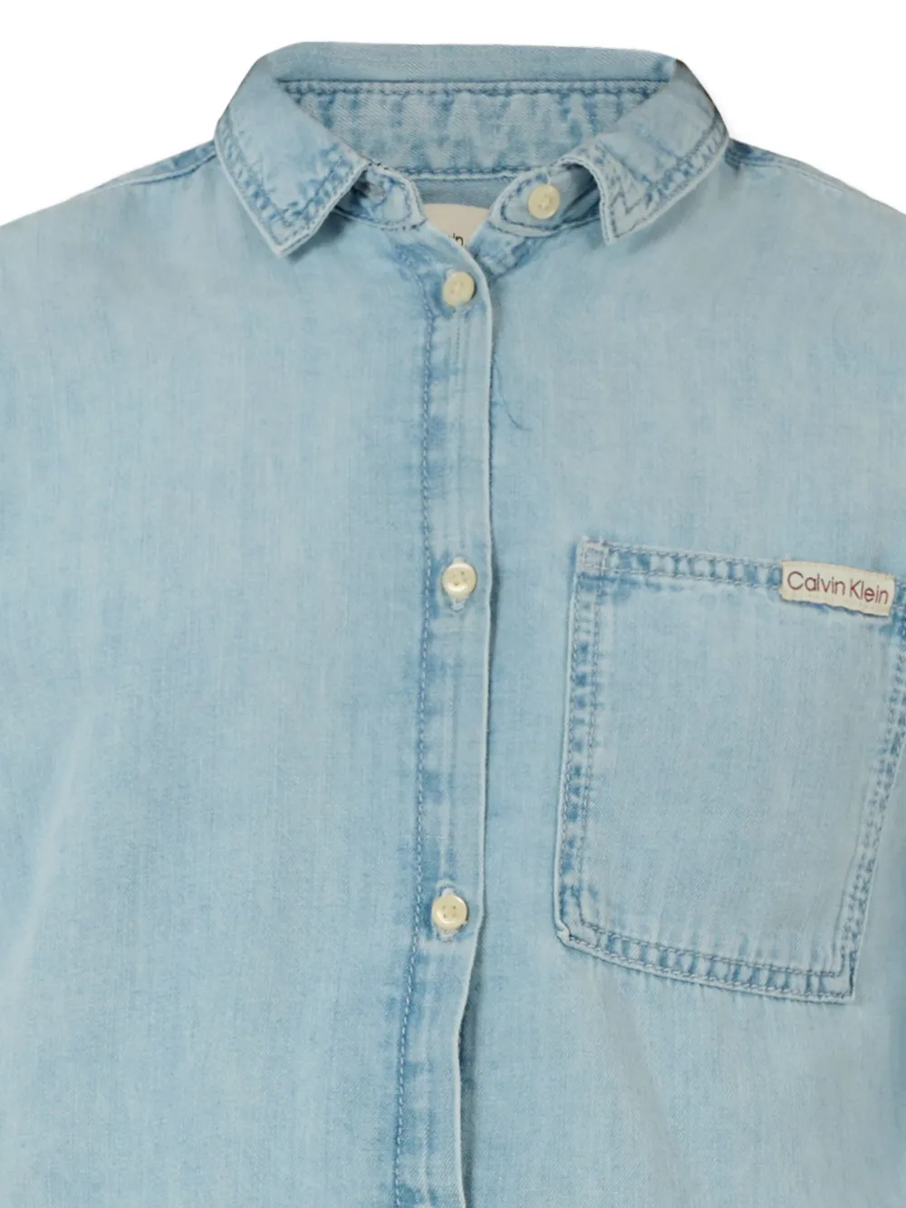 Calvin Klein Kids Shirt met borstzak en lange mouwen Blauw