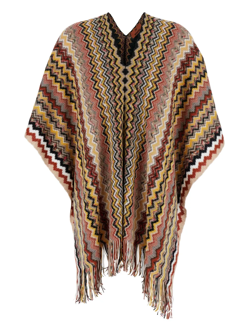 Missoni Poncho met zigzag-patroon Geel