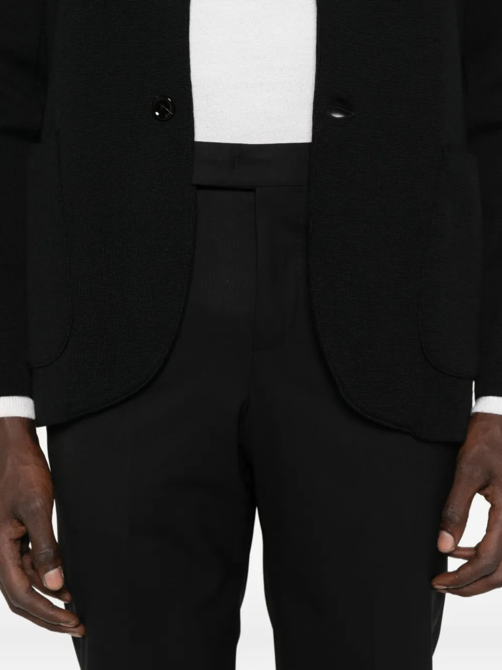 Pt Torino Tailored Dark Navy Cotton-blend Trousers In Black