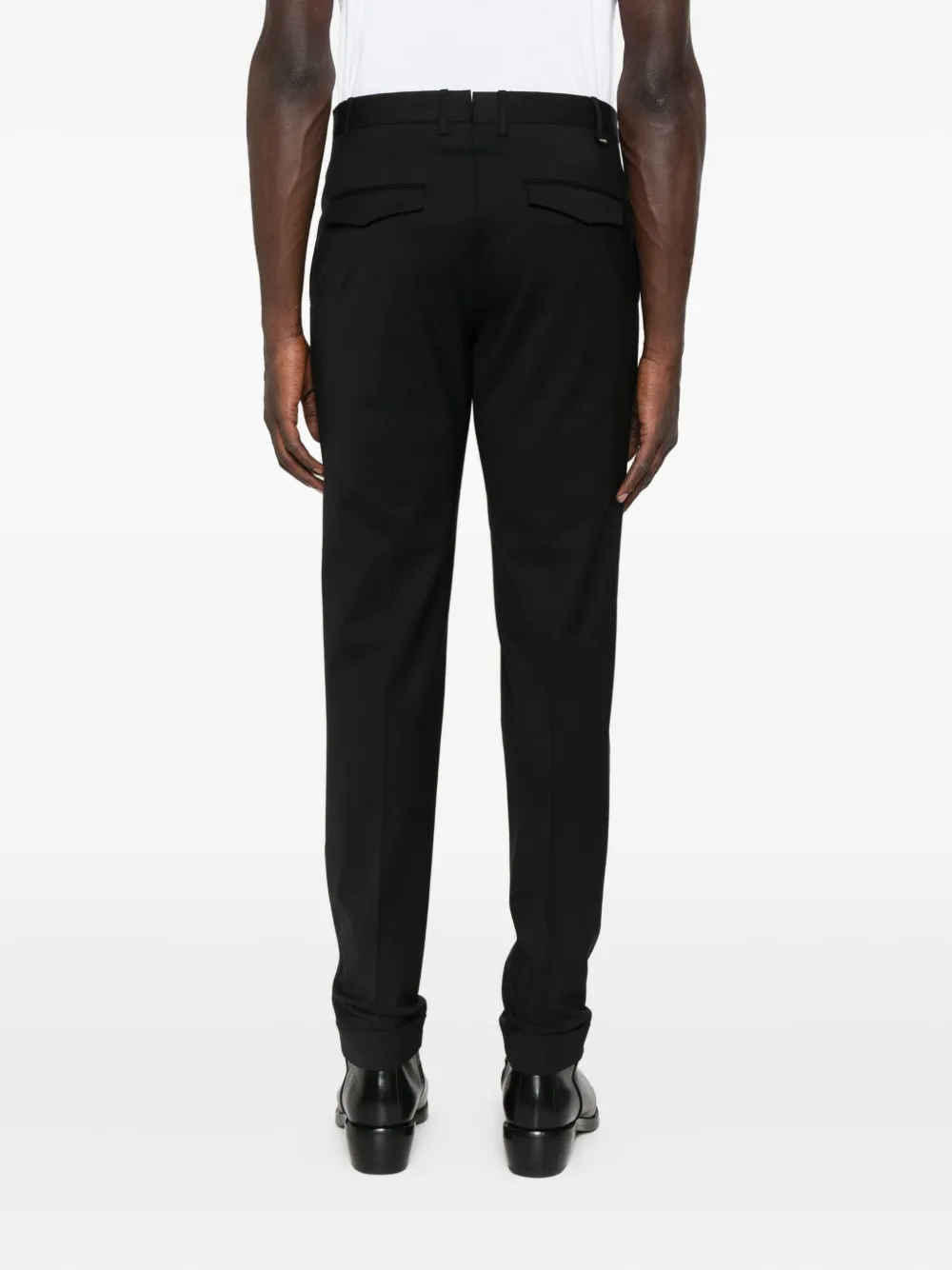 Pt Torino Tailored Dark Navy Cotton-blend Trousers In Black