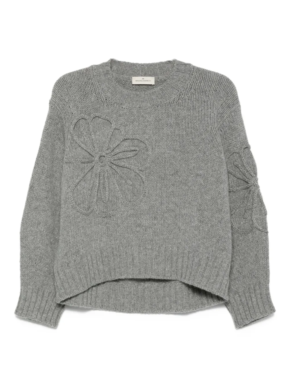 Bruno Manetti flower-embroidered cashmere sweater | Grey | Image 1
