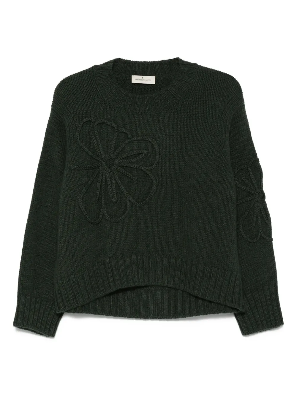 Bruno Manetti flower-embellished wool sweater | Green | Image 1