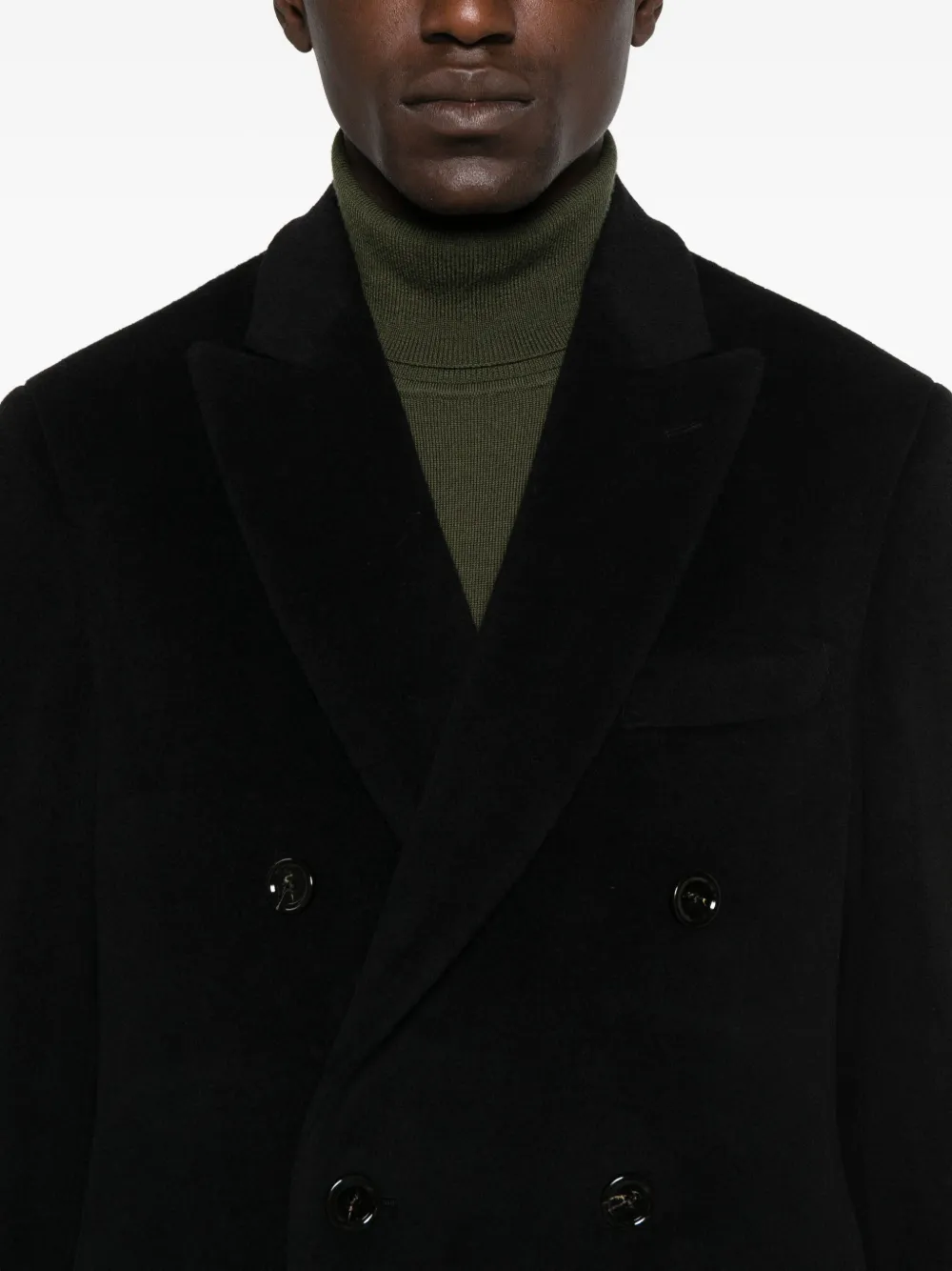 Lardini Double-breasted Wool Coat In Black