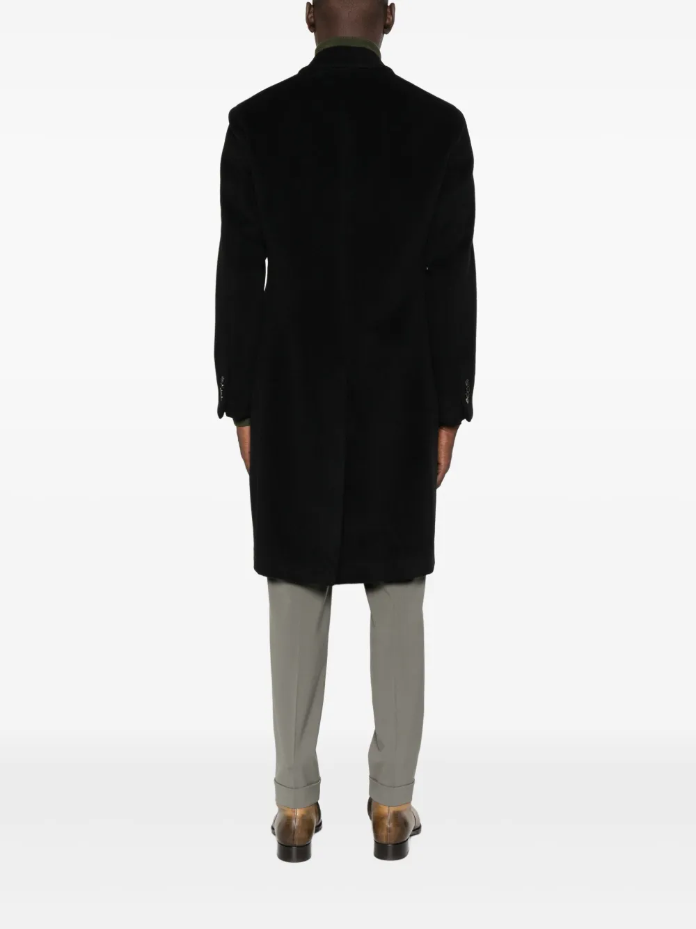 Lardini Double-breasted Wool Coat In Black