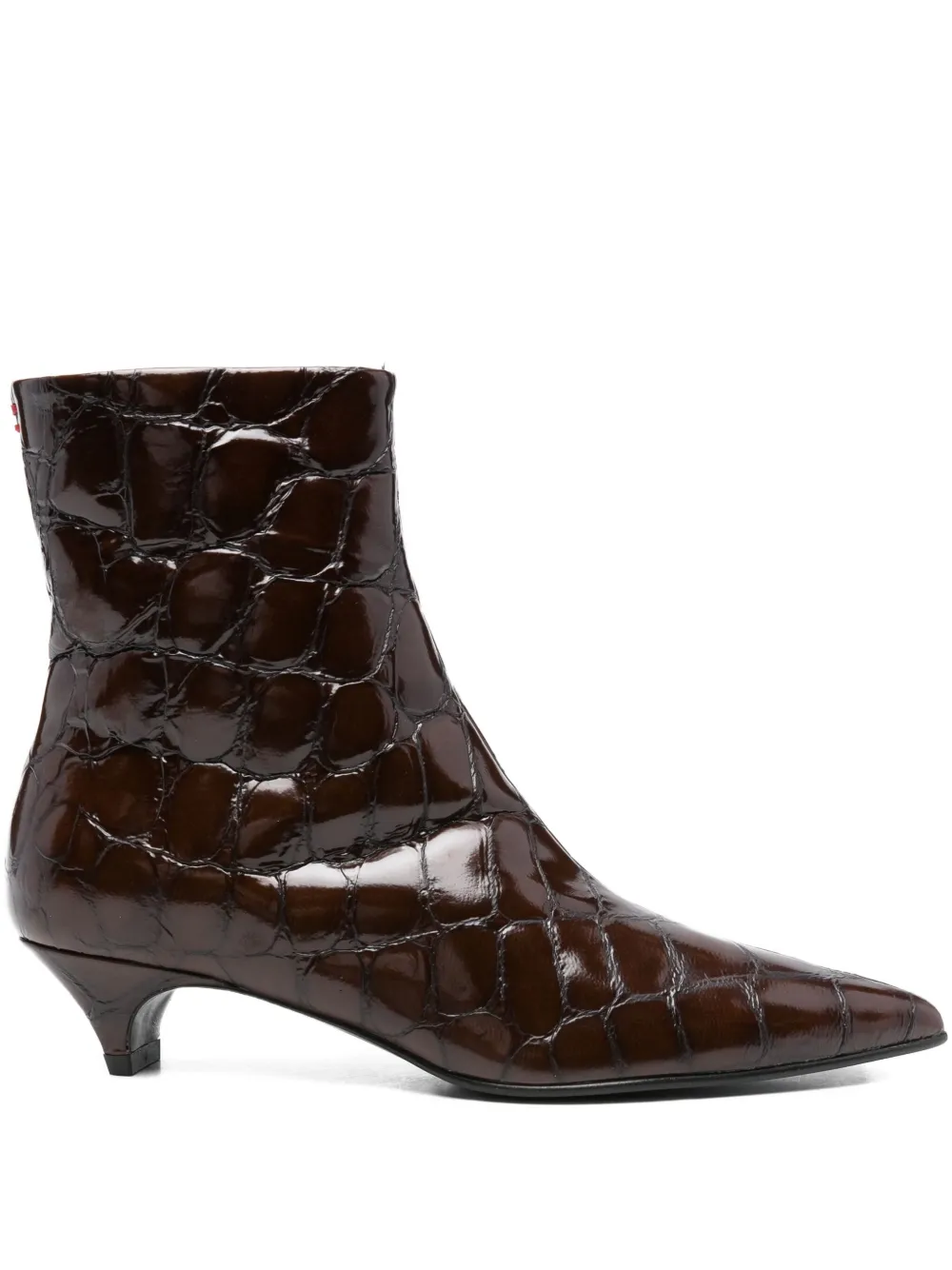 Halmanera 45mm crocodile-effect pointed-toe boots Bruin