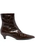 Halmanera 45mm crocodile-effect pointed-toe boots - Brown