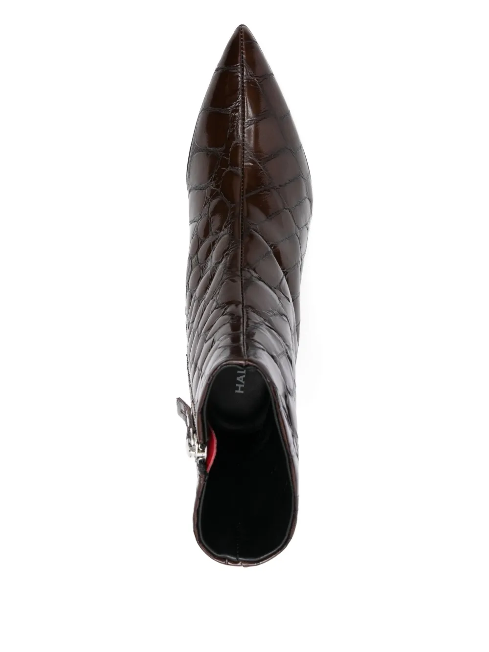 Halmanera 45mm crocodile-effect pointed-toe boots Brown