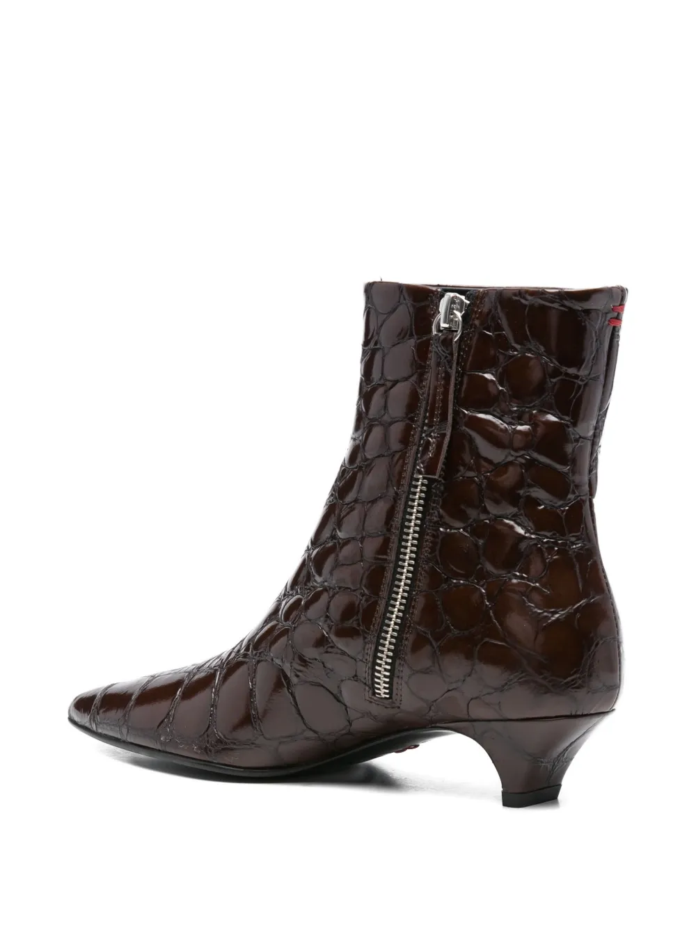 Halmanera 45mm crocodile-effect pointed-toe boots Brown