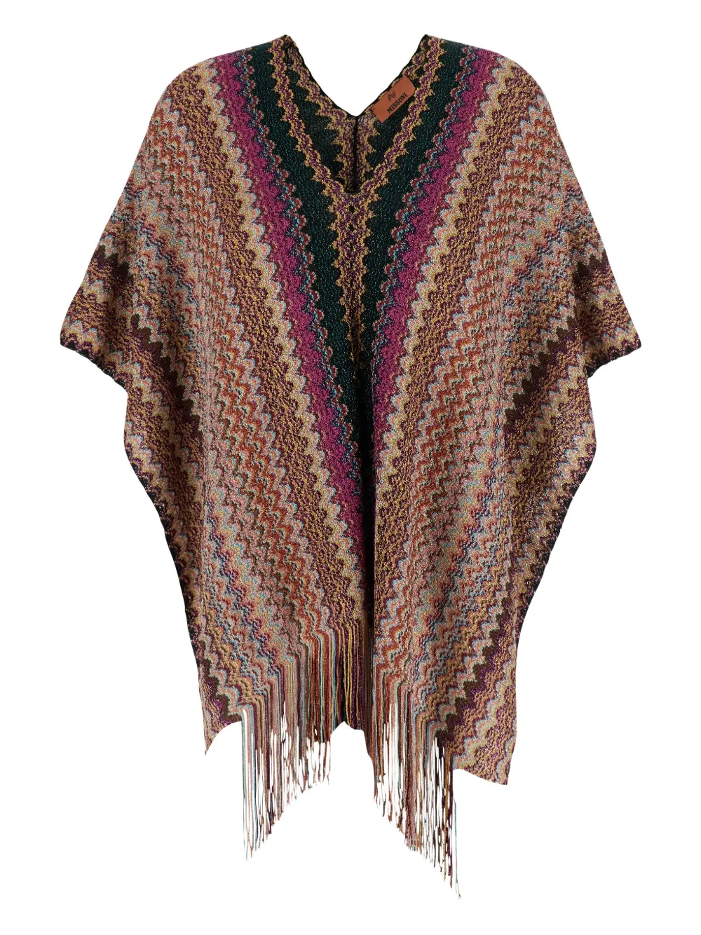 Missoni Gestreepte poncho met franje Zwart