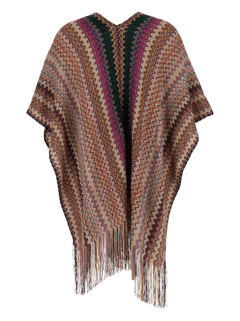 Missoni Gestreepte poncho met franje Zwart