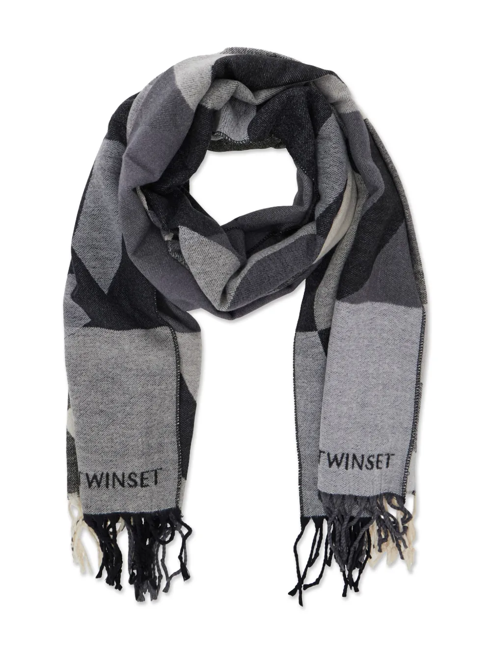 TWINSET Sjaal met geometrische print - Grijs
