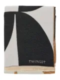 TWINSET geometric-pattern fringed scarf - Black