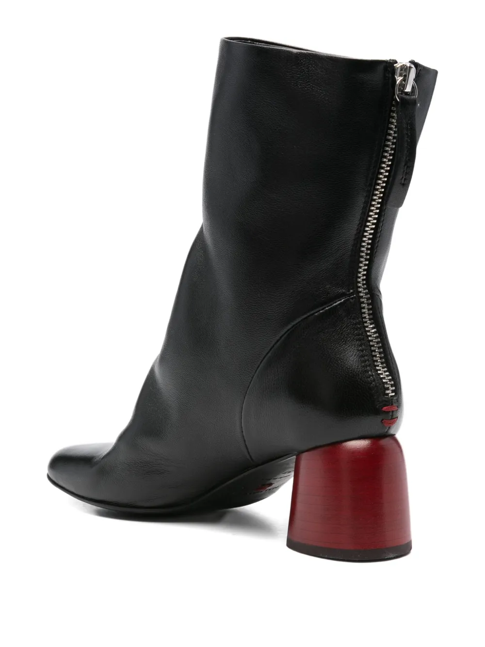 Halmanera 55mm Anna26 leather cylindrical-heel boots Black