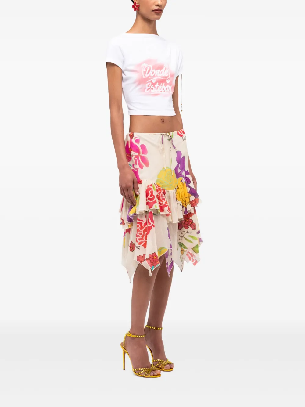 Donde Esteban Bazurto Spray cropped top Wit
