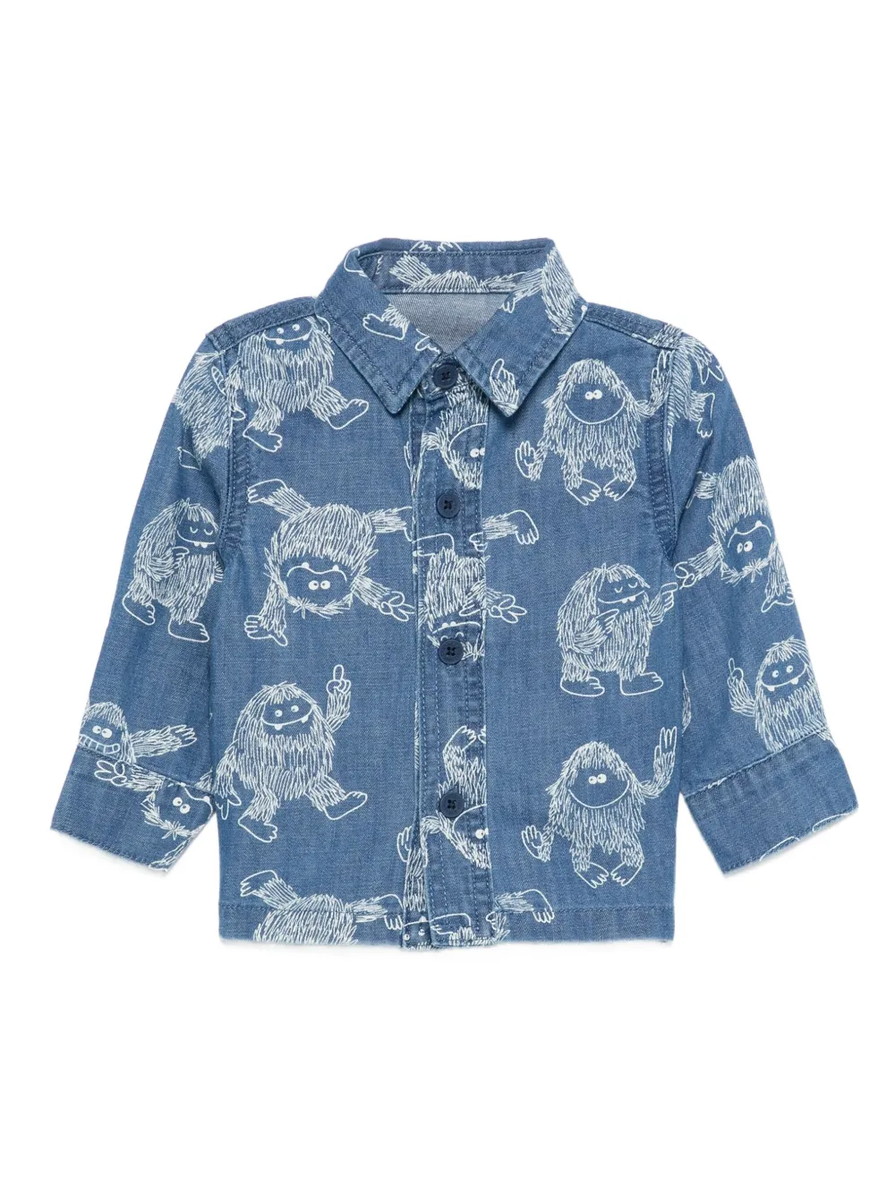 Stella McCartney Kids Yeti-print denim shirt Blauw