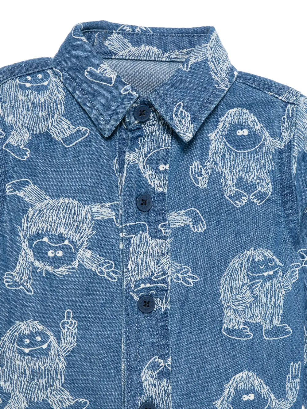 Stella McCartney Kids Spijkershirt met Yeti-print Blauw