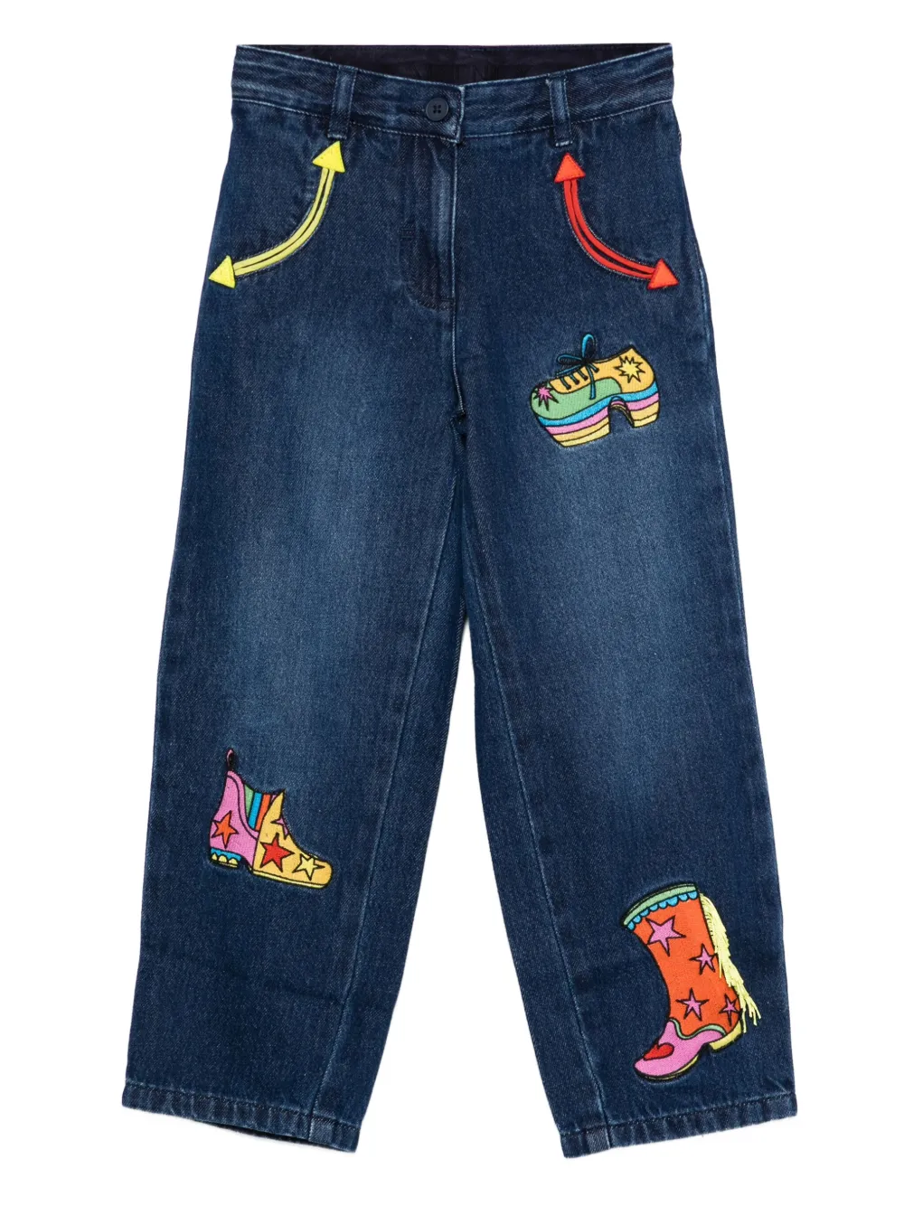 Stella McCartney Kids Jeans met borduurwerk en knoopsluiting Blauw